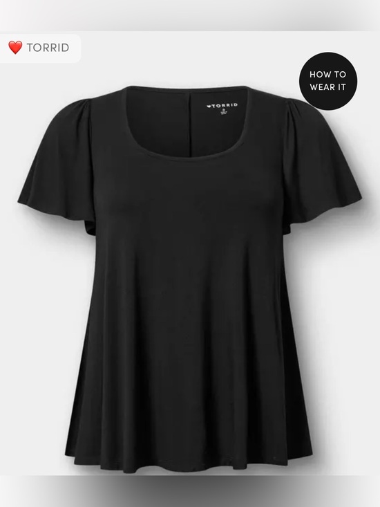 torrid Tops - Torrid Black Scoop Neck Short Flutter Sleeve Top